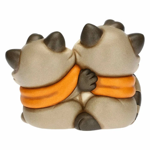 Coppia di procioni in ceramica