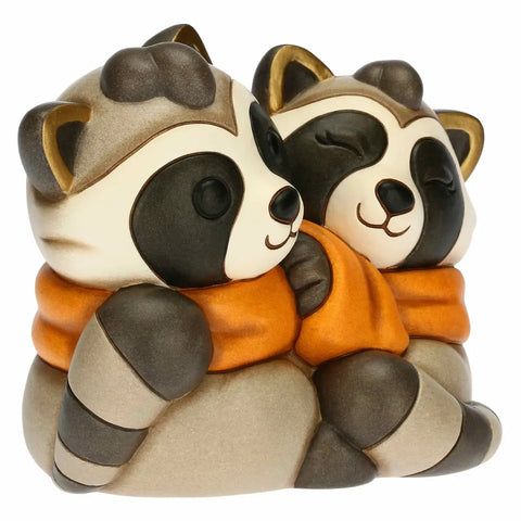 Coppia di procioni in ceramica