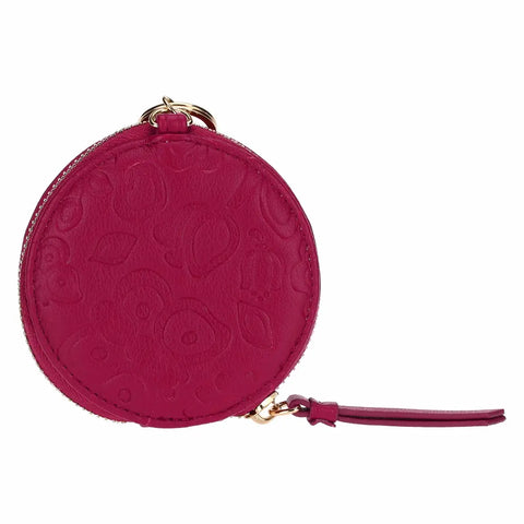 Portachiavi rotondo con zip in ecopelle bordeaux Sempre con me