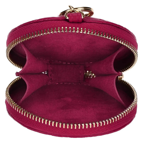 Portachiavi rotondo con zip in ecopelle bordeaux Sempre con me