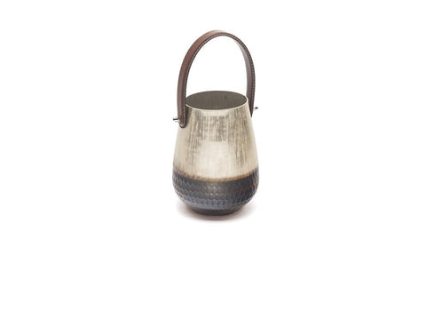 LANTERNA VETRO C/CANDELA OCEAN BLU/ORO