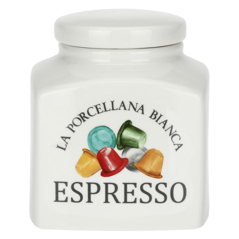 Barattolo Porcellana decorato Espresso Conserva