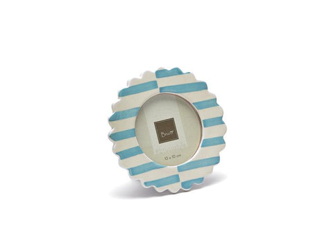 PORTAFOTO CERAMICA FLOWER&STRIPE CM17X17 AZZURRO