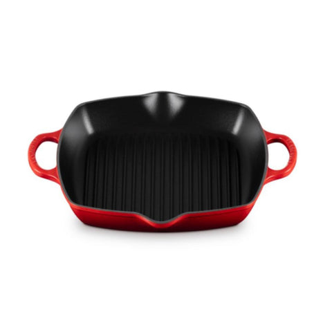 Grill quadrato profondo Evolution in ghisa vetrificata ciliegia 30 cm