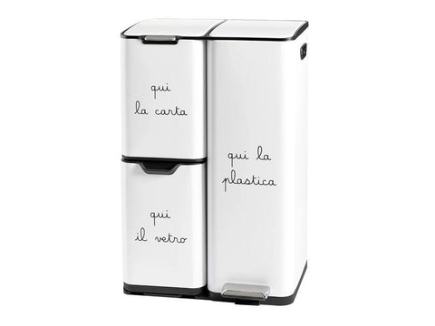Pattumiera carta- plastica - vetro bianca