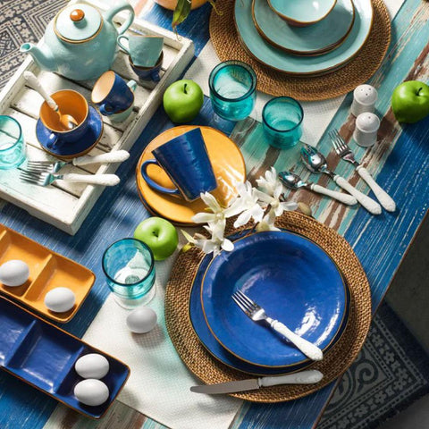 Mediterraneo Piatto Fondo in Gres Turchese