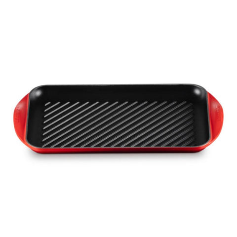 Grill rettangolare extralarge in ghisa vetrificata ciliegia 47x25 cm