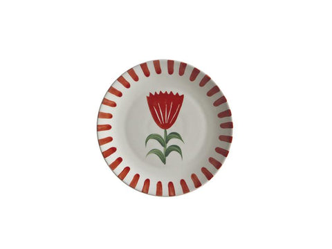 PIATTO CERAMICA FLOWER CM 21 ROSSO