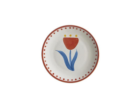 PIATTO CERAMICA FLOWER CM 21 ROSSO