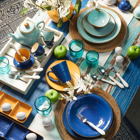 Mediterraneo Piatto Piano in Gres Turchese