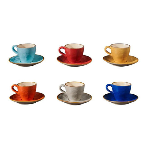 Mediterraneo - Tazzina Caffe' Con Piattino - Colori Assortiti G-3457 X Novità Home 