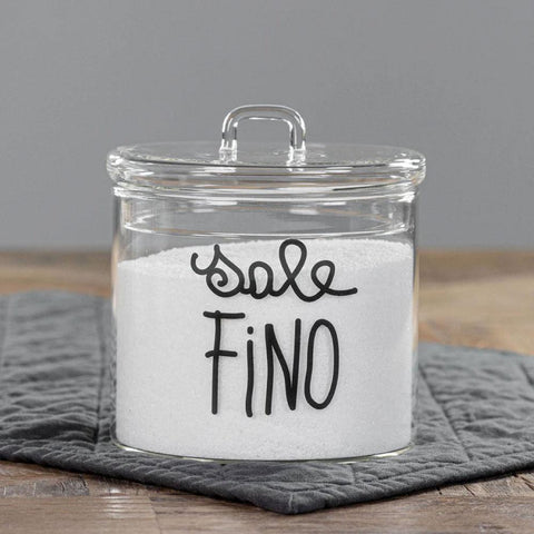 Barattolo Sale fino in corsivo nero