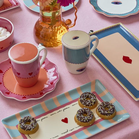 Piatto dessert cuori 20 cm Madame New Bone China Multicolor Linea New Milk&Coffee tognana