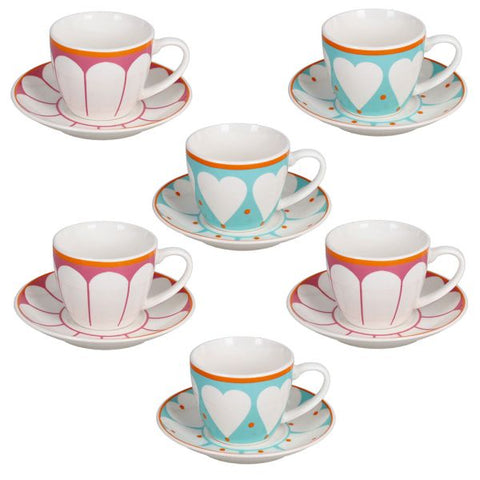 Confezione 6 Tazze Caffè con piatto Madame New Bone China Multicolor Tognana