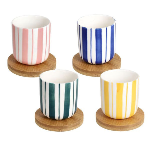 Set 4 bicchierini caffè con piatto 110 cc  New Bone China Multicolor Tognana