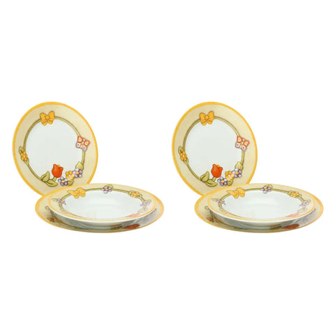 Set 6 piatti in porcellana con bordo floreale