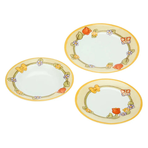 Set 6 piatti in porcellana con bordo floreale