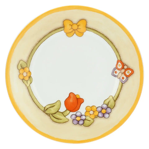 Set 6 piatti in porcellana con bordo floreale