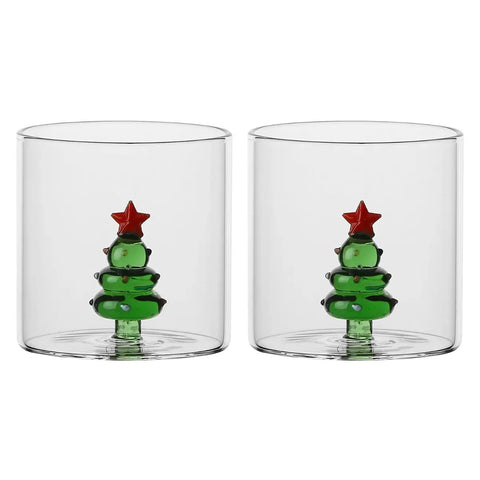 Set 2 bicchieri con albero Sorprese di Natale