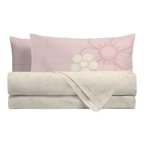 THUN® Completo Letto Matrimoniale in Cotone Iconic Elegance Daisy Pink
