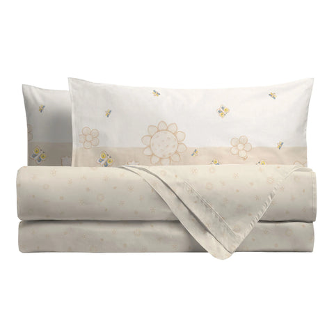 THUN® Completo Letto Matrimoniale in Cotone Elegance Beige