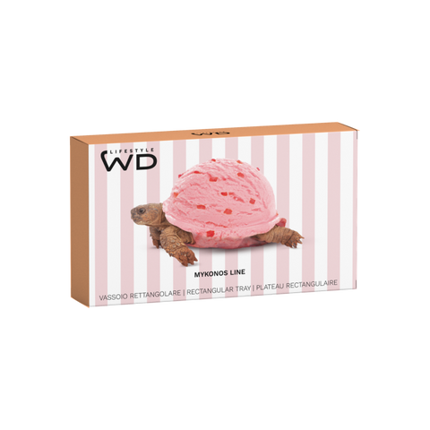Vassoio rettangolare colorato piu stampa Rosa WD
