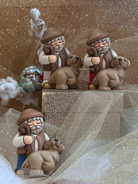 Pastore con cane in ceramica BIANCO