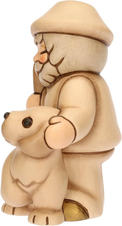 Pastore con cane in ceramica BIANCO