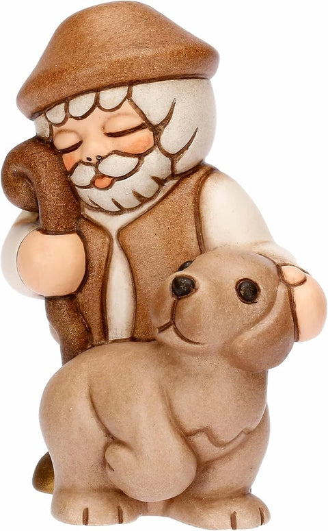 Pastore con cane in ceramica ROSSO