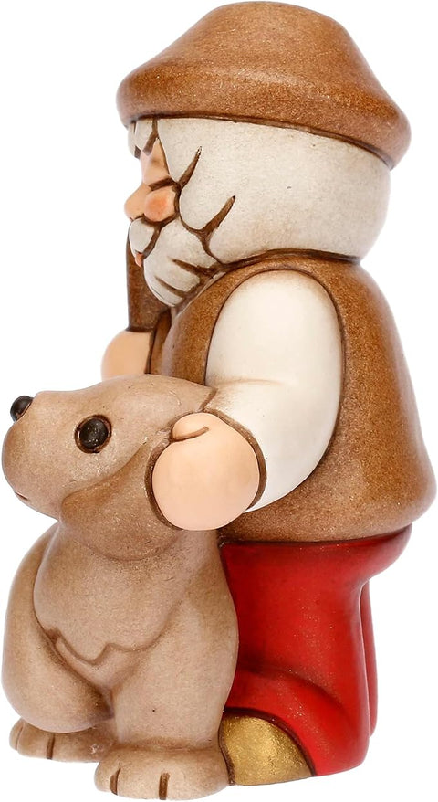 Pastore con cane in ceramica ROSSO