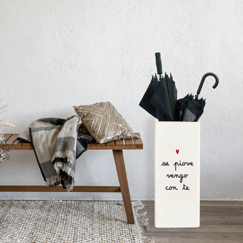 Porta-ombrelli in grès Se piove vengo con te da Simple Day