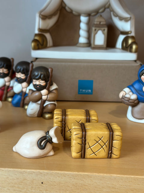 Set sacco e balle di fieno in ceramica