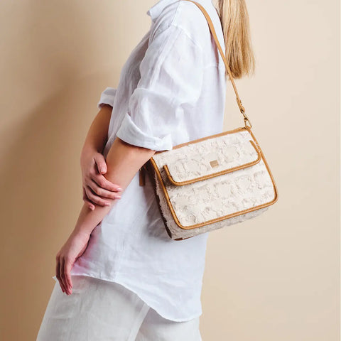 Borsa tracolla in tessuto ed ecopelle Linea Sempre con me