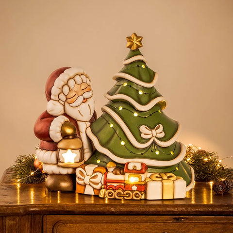 Babbo Natale con albero in ceramica, maxi Thun