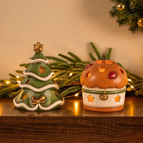 Porta tea-light albero di Natale in ceramica, Sorprese di Natale Thun