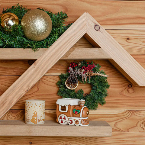 Porta tea-light locomotiva in ceramica