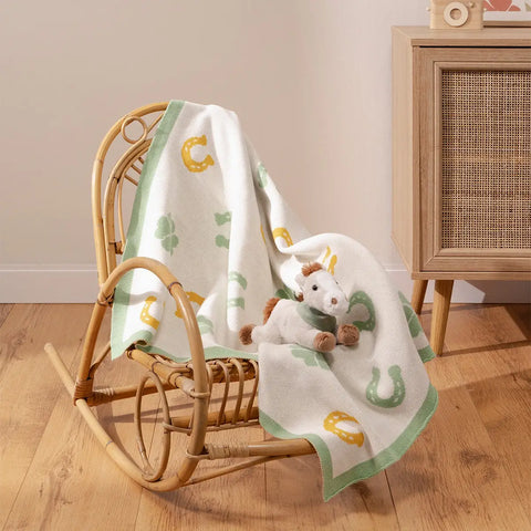 Set peluche cavallo con copertina tricot Dolce Fattoria Thun