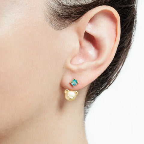 Orecchini piercing con Teddy e cristallo
