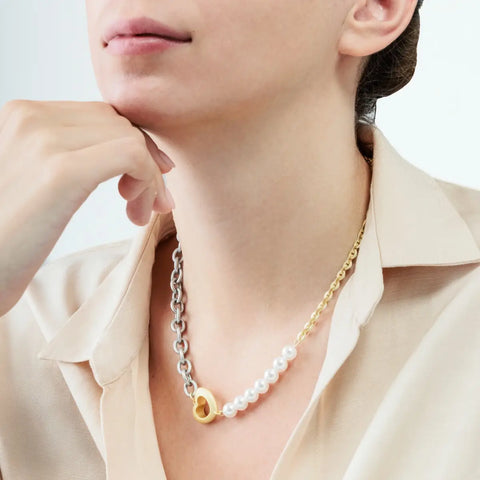 Collana con cuore e perle