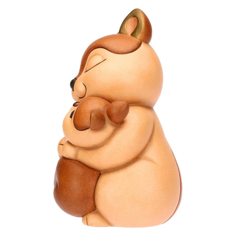 Scoiattolo Diva con cucciolo in ceramica