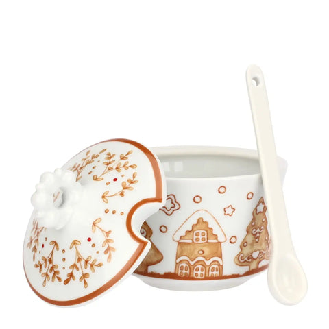 Zuccheriera con cucchiaino in porcellana Thunland