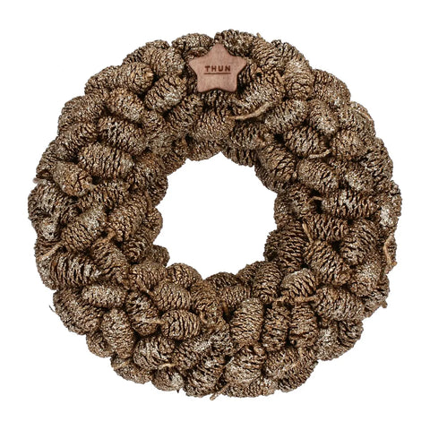 Ghirlanda decorativa con pigne, oro