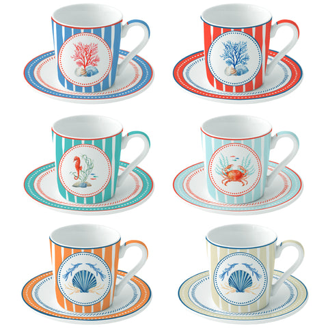 Set 6 tazzine espresso “Sea Breeze” con piattini Easy life
