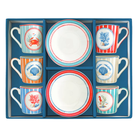 Set 6 tazzine espresso “Sea Breeze” con piattini Easy life