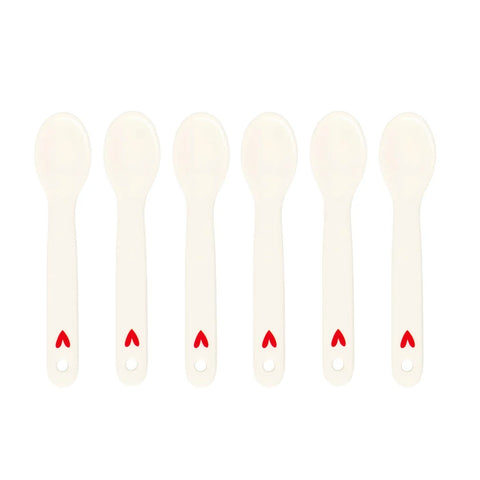 Set 6 cucchiaini in gres Cuore Rosso da Simple Day