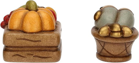 Set cassetta frutta e cesto con pesce in ceramica