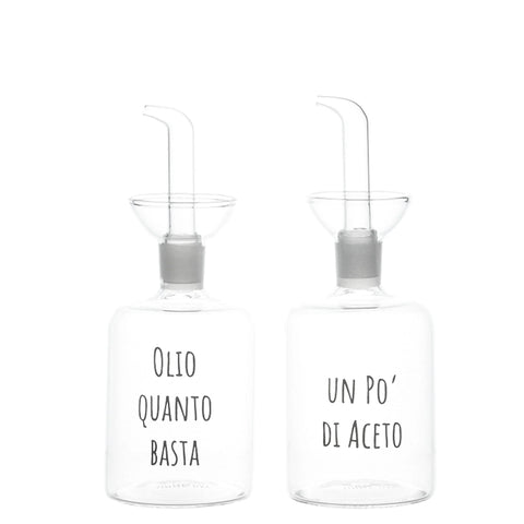 Set 2 Bottiglie Olio Quanto Basta - Un Po' di Aceto in stampato 2x250ml