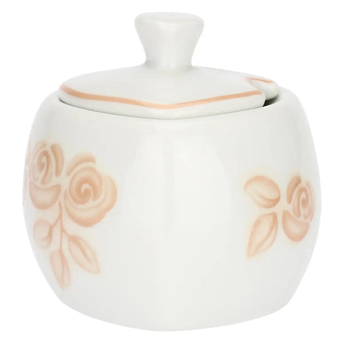 Mini zuccheriera in porcellana a forma di cuore con cucchiaino