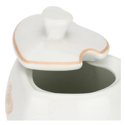 Mini zuccheriera in porcellana a forma di cuore con cucchiaino