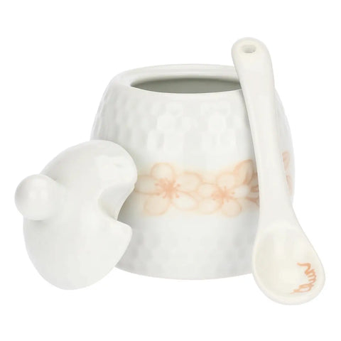 Mini zuccheriera in porcellana con cucchiaino